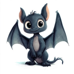10 graziosi draghi neri e blu, stile cartone animato, adorabile bestia, fantasy, clipart stampabili, alta qualità, download digitale, creazione di carta, diario