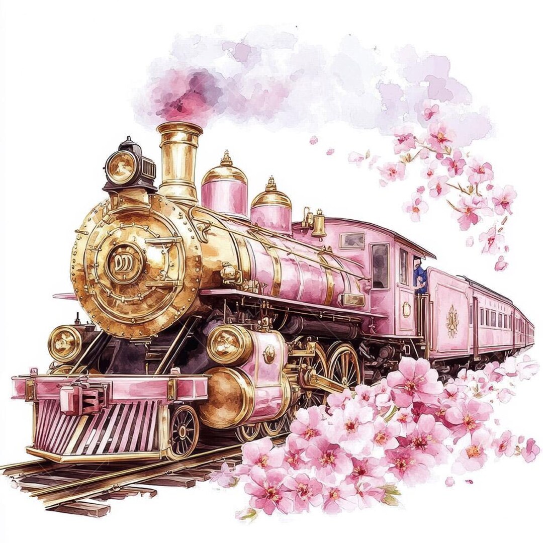 Pink & Gold Steam Train Clipart, Steampunk Style (digital Download) - Etsy