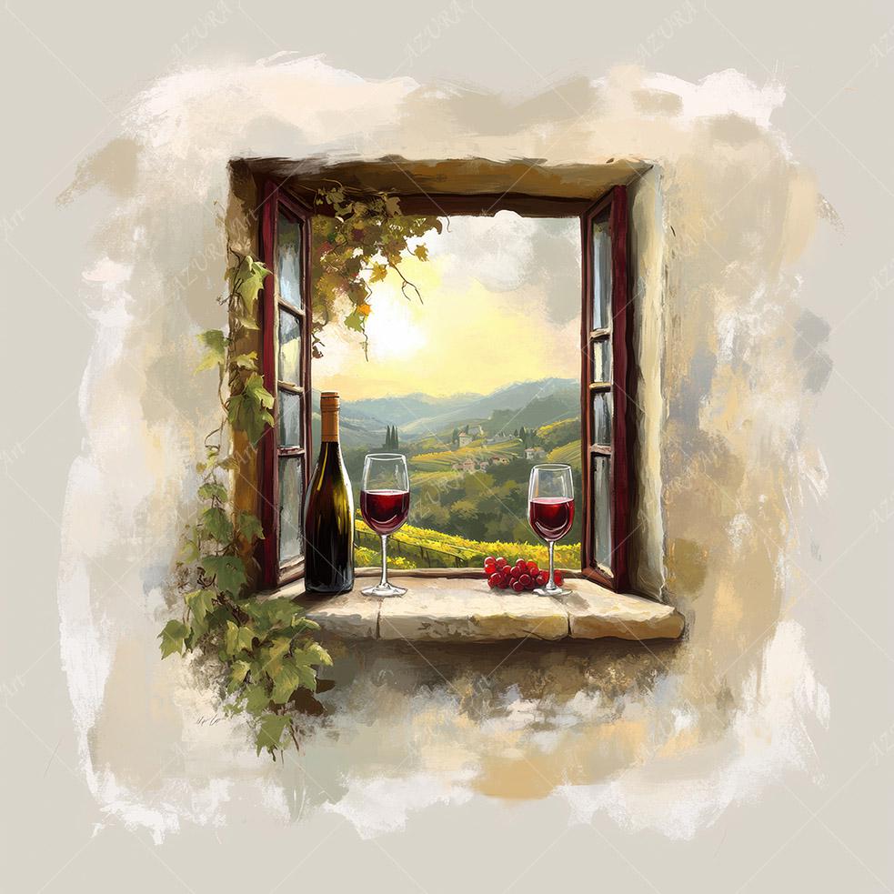 10 Tuscany Vineyard Clipart, Italian Window View, Watercolor Painting ...