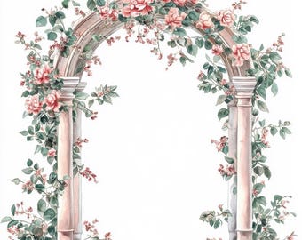 10 Floral Arch Clipart, Wedding Decor, Printable Graphics (Digital Download)