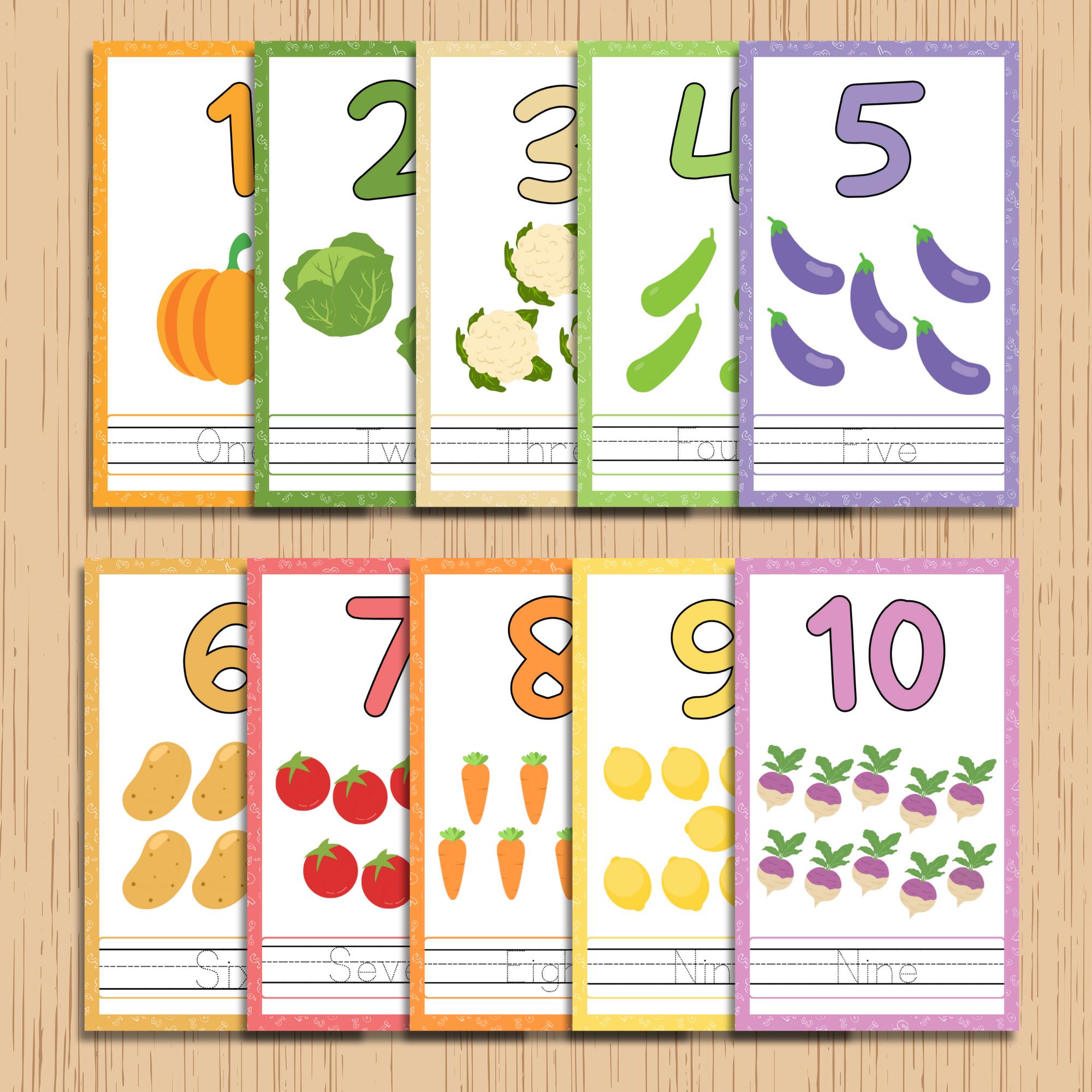 Numbers Flash Cards , 1-10 Kids Flash Cards , Preschool, Kindergarten ...