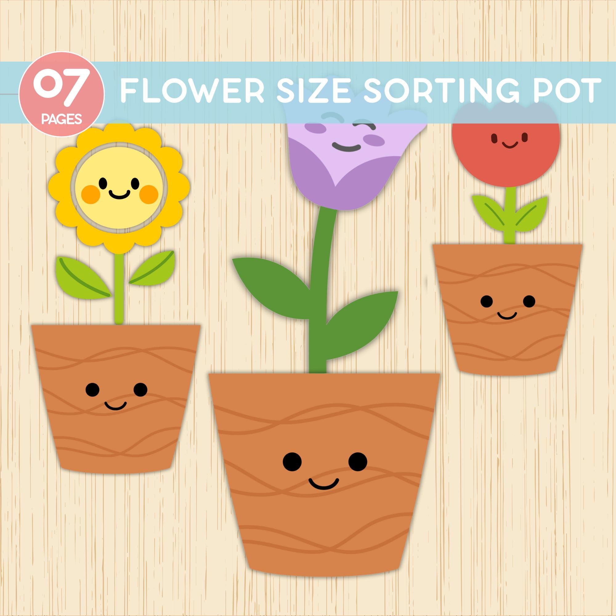 Flower Size Sorting Pot , Preschool Sorting Activity , Preschool ...