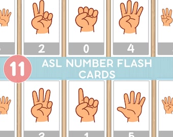 ASL Numbers Flash Cards , 0-20 Kids Flash Cards , Preschool, Kindergarten , Pre-K Printable Activity Cards , American Sign Language Numbers