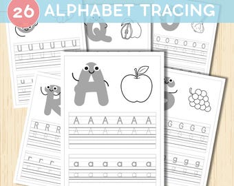 Alphabet Tracing Worksheets, A-Z Letter Tracing Activity, Preschool, Kindergarten, Pre-K Printable Activity Book,Letter Handwriting Practice