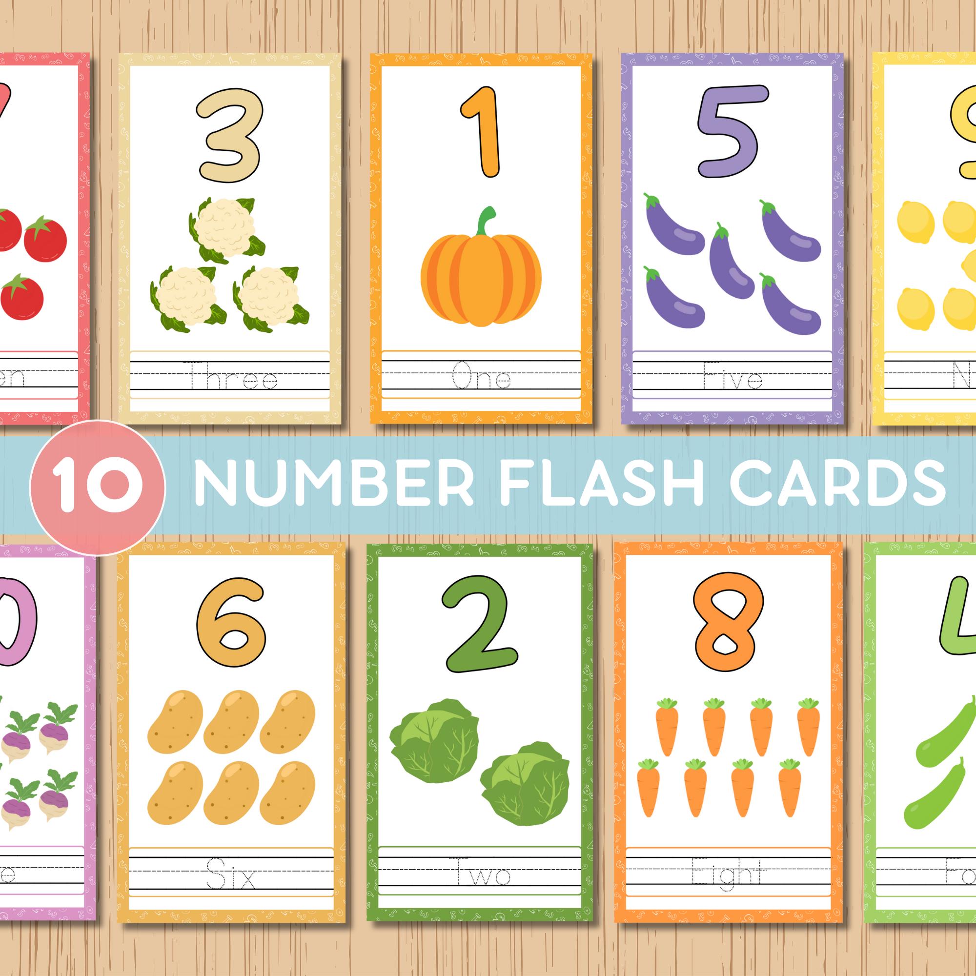 Numbers Flash Cards , 1-10 Kids Flash Cards , Preschool, Kindergarten ...