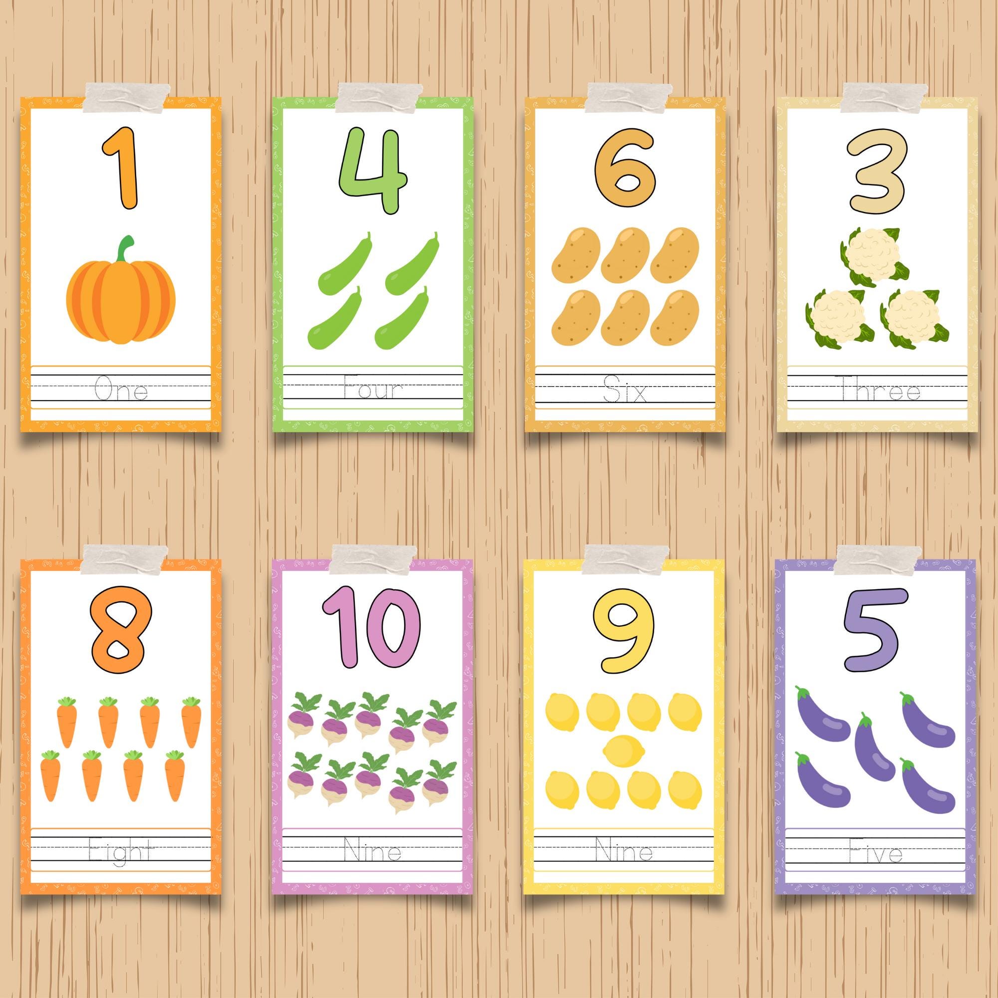Numbers Flash Cards , 1-10 Kids Flash Cards , Preschool, Kindergarten ...