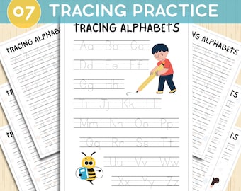 Alphabet Practice Worksheet, A-Z Letter Tracing Activity, Preschool, Kindergarten, Pre-K Printable Activity Book,Letter Handwriting Practice