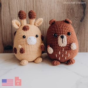 Amigurumi Giraffe and Bear Crochet Pattern – Fun DIY Toy Tutorial – Digital PDF Download – DIY Handmade Gift