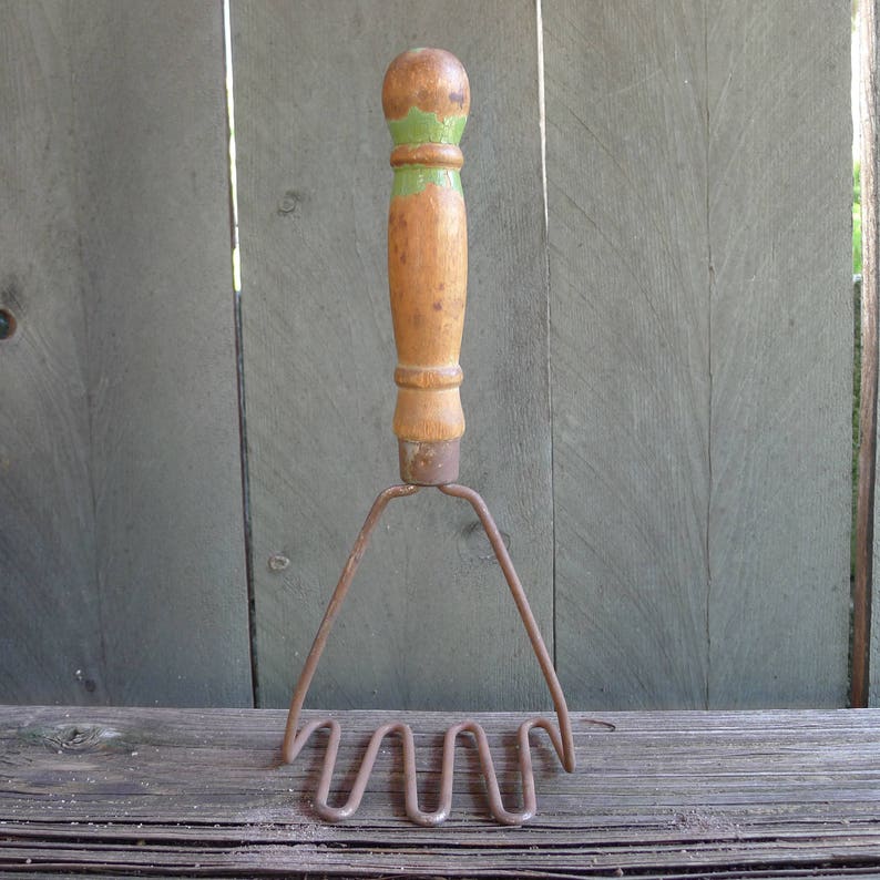 Vintage Wooden Handled Potato Masher Rustic Kitchen Etsy