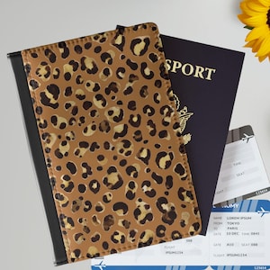 Leopard Print Passport Holder, Passport Cover, Gift College Student, First Travellers, Travel Wallet, Adventure Time Book Cover Protector