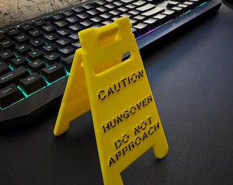 Mini Caution Sign – “Hungover” | Funny Desk Accessory for Rough Mornings