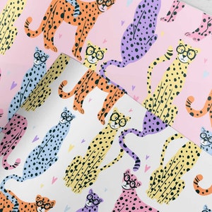 Gift Wrap .  Smart Cheetah & Leopard Love by Loralee Lewis