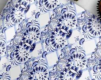 Gift Wrap. Blue Delft Gift Wrap by Loralee Lewis