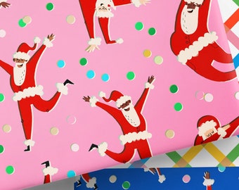 Christmas Gift Wrap. Dabbing Santa Gift Wrap by Loralee Lewis