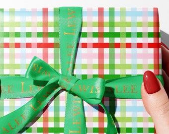 Christmas Gift Wrap. Happy Christmas Plaid Gift Wrap by Loralee Lewis