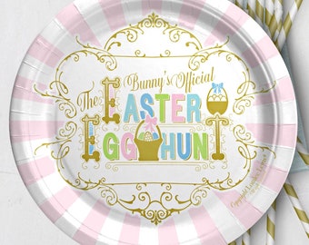 9" Dinner Plate Set . Easter Egg Hunt by Loralee Lewis