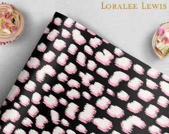 Gift Wrap. Cheetah Ikat Black & Pink by Loralee Lewis