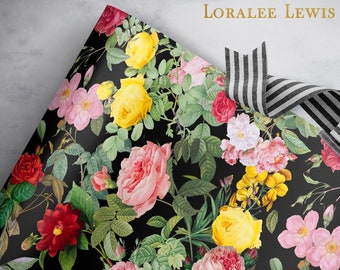 Gift Wrap. Vienna Rose (Black) by Loralee Lewis