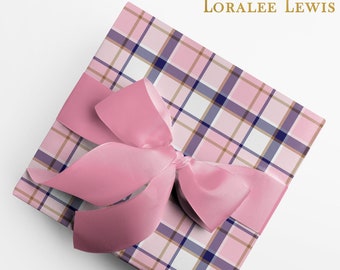 Gift Wrap. Pink Equestrian Girl Plaid by Loralee Lewis