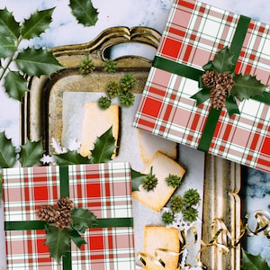 Christmas Gift Wrap . Holiday Tartan by Loralee Lewis