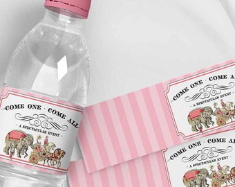 Water Bottle Labels . Come One Come All (Pink) Collection by Loralee Lewis