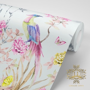 Chinoiserie Beautiful Bird Mural Wallpaper by Loralee Lewis