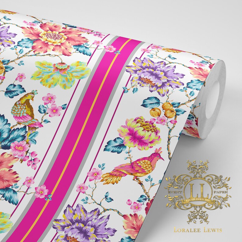 Jacobean Stripe Wallpaper by Loralee Lewis Etsy