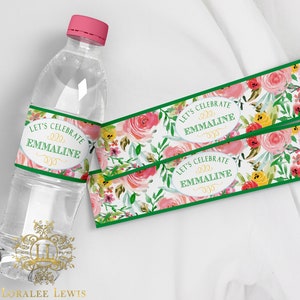 Water Bottle Labels . Happy Floral Collection by Loralee Lewis