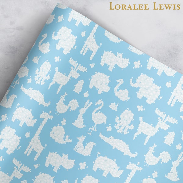 Gift Wrap .  Cloud Animal Babies by Loralee Lewis