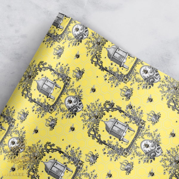 Gift Wrap . Bee Toile . Queen Bee Collection by Loralee Lewis