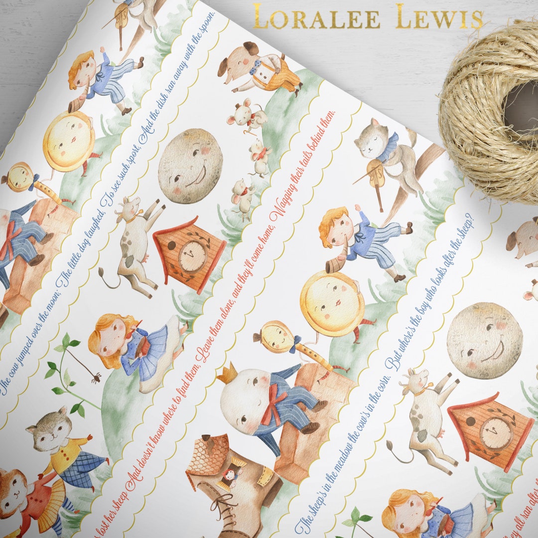Gift Wrap . Nursery Rhyme Collection by Loralee Lewis Etsy