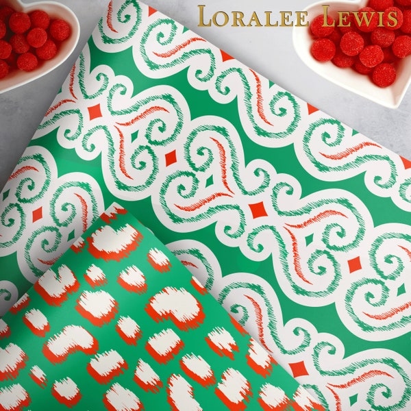 Gift Wrap . Christmas Ikat Collection Gift Wrap . Loralee Lewis