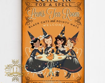 Personalized "Come In For A Spell" Large Print . Witches Tea Collection by Loralee Lewis