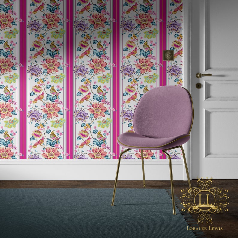 Jacobean Stripe Wallpaper by Loralee Lewis Etsy