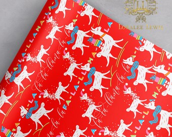 Christmas Gift Wrap . Fa la llama . Loralee Lewis