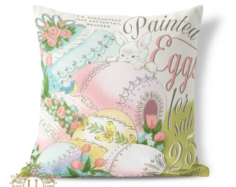 Easter Pillow . Painted Eggs . Loralee Lewis