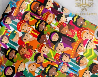 Gift Wrap . People Around the World by Loralee Lewis