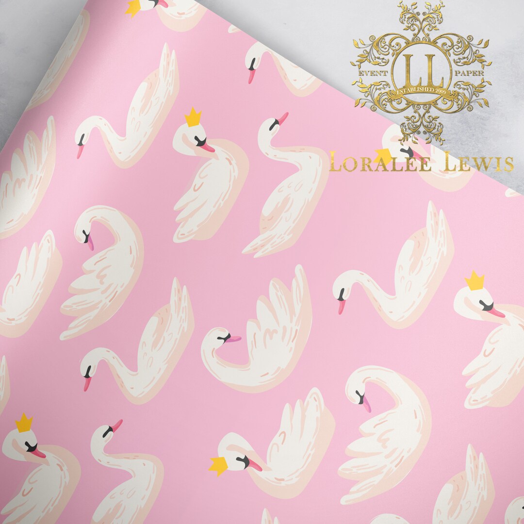 Pink Swan Rice Paper Gift Wrap . Swan Princess Pink by Loralee Lewis - Etsy