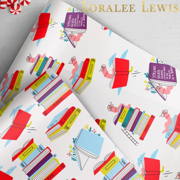 Gift Wrap . Bookworm by Loralee Lewis