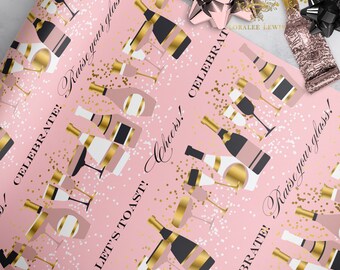 Gift Wrap . Pop the Champagne (Pink) . Loralee Lewis