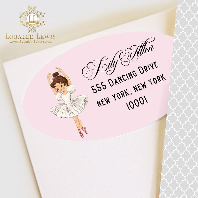 Brown Hair Address Labels Ballerinas Collection by Loralee Lewis