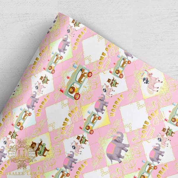 Gift Wrap . Circus Pink by Loralee Lewis