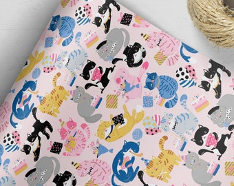 Gift Wrap. Kitty Cat Party by Loralee Lewis