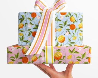 Gift Wrap . Modern Citrus Chintz Collection by Loralee Lewis