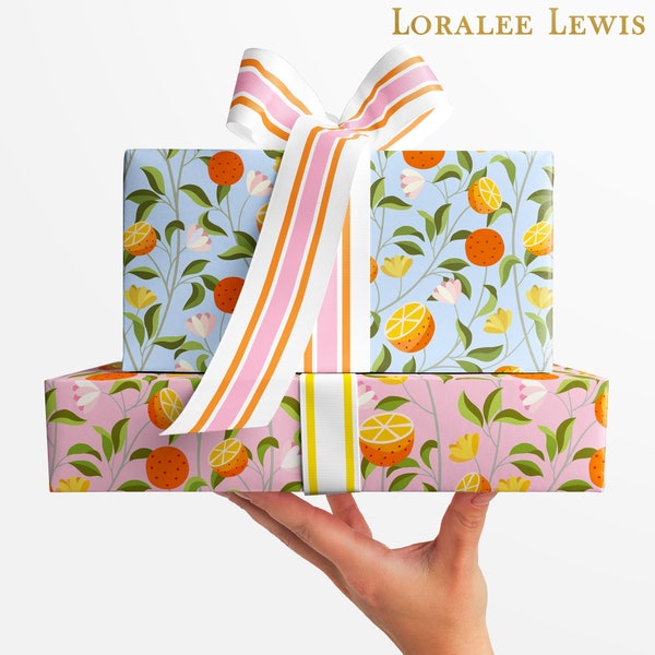 Gift Wrap . Modern Citrus Chintz Collection by Loralee Lewis