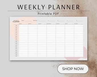 Undated Weekly Planner Weekly Calendar Daily Planner Printable PDF Minimalist A4 Weekly Layout Print at Home Organizer Weekly Agenda