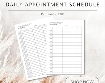 Daily Planner Printable, Minimalist Daily Appointment Schedule, 1 hour Schedule, Day Schedule Template, Daily Overview, Printable PDF