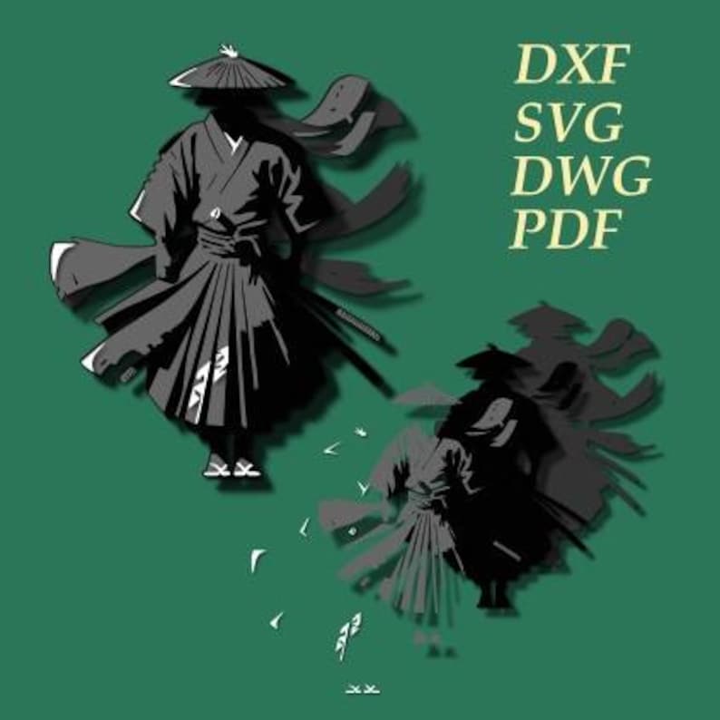 Layered Samurai SVG – 4-layer Laser Cut File | Digital Samurai Wall Art ...