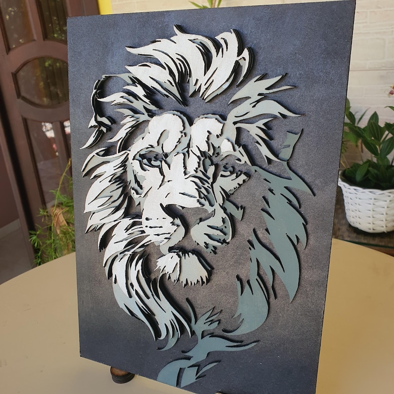 León – Panel decorativo de pared de 4 capas, archivos cortados con ...