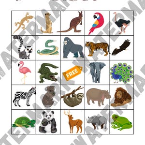 Animal-Themed Bingo! 15 Unique Playing Cards!